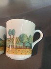 Lot Of 2 Corning Farm Landscape Scene Cups Mugs 3 5  X 3  Euc