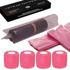200 Pink Tattoo Pen Covers   4 Grip Tapes Machine
