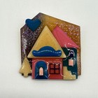 Vintage House Pins By Lucinda Brooch Enamel Pastel 1980s Kitsch Handmade Jewelry