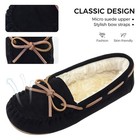 Vonair Women s Moccasin Slippers Micro Suede Warm Faux Fur Pile 9  Black
