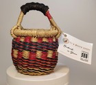 Ghana Bolga Basket Mini Tiny Gratitude Small Multicolor Handmade Leather Handle