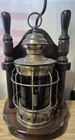 Vintage Lg Nautical Steampunk Ship Caged Lantern Tabletop Lamp Solid Wood Brass