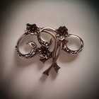 Vintage Jezlaine 925 Sterling Silver Floral Filigree Brooch Pin Grape Stones 