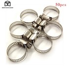 Adjustable Drive Hose Clamps Fuel Line Worm Clip 50 Pack 3 8in - 1 2in Clamp