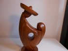 Vintage Modernist Carved Wood Sculpture By J  Pinal  1913-1983  Mexico