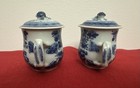 A Pair Of Chinese Export Rich Blue Fitzhugh Pot De Cremes Antique