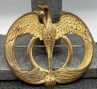 Vtg Huge Victorian Stork Heron Bird Figural Brooch Pin Brass   Gold Tone C Clasp