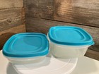 Lot Of 5 Rubbermaid Food Storage Containers clear teal Lid easy Find   Store 