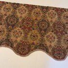 Vintage Victorian Tapestry Floral Damask Scalloped Valance 47x21 Boho Earthtone