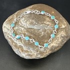 Blue Turquoise Navajo Old Pawn Sterling Silver Link Bracelet 7 5  18129