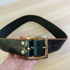 Vintage Adjustable Leather Belt 26 Black Solid Brass Buckle Classic Work Jon Usa
