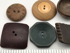 Lot Antique Vtg Wood Buttons Carved Green Painted 6 Sided Square Triangle Shank