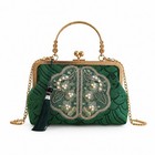 Vintage Pearl Embroidered Women Shoulder Crossbody Bag Elegant Purse Gift