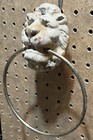 Vintage Cast Iron Lion Head Biting Ring Towel Hanger Architectural Salvage  Cool