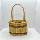 Vintage Hanging Woven Wicker Basket Cottage Decor Farmhouse Peasant Boho Hippie