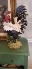 Vintage Large Ceramic Rooster 24  Tall Beautiful Details Colorful