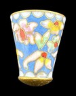 Vintage Brass Cloisonn   Enamel Thimble Light Blue Floral Collectible Sewing Tool