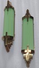 Set Of 1 Antique Vintage Art Deco Brass Green Glass Wall Sconce Lamp