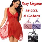 Women Sexy Lingerie Lace Deep-v-neck Dress Clubwear Nightwear Babydoll G-string
