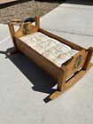 Vintage Doll Cradle 40s 50s Handcrafted Wood Style W original Bedding 16    Long