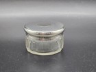 Antique Art Deco Crystal Cut Glass Cosmetic Jar With Sterling Silver Cap Uk 1927