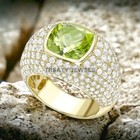 Peridot Cushion Cut With 14k Yellow Gold Ring For Men s  880  