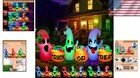 Halloween Inflatable Ghosts With Pumpkins Rgb Lights Outdoor Yard Decor