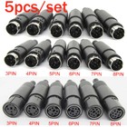5x Mini Din Plug Jack Connector With Black Abs Plastic Handle 3pin To 8pin