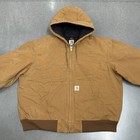 Carhartt J140brn Brown Hooded Quilted Lined Zip Workwear Jacket Men   s 2xl