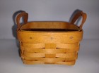 Longaberger 1994 Sweet Basil Booking Basket  w  2 Leather Ears 