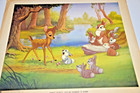 Large 21 x18  Vintage 1940 s Forest Secrets Told By Thumper To Bambi Lithograph