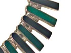 Sterling Silver Green Agate Black Onyx Necklace Mid Century 95 Mod Antique Vtg