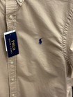 Nwt Polo Ralph Lauren Tan Khaki Long Sleeve Slim Fit Garment Dyed Oxford Shirt