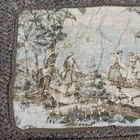 Vtg Toile Print Pillow Shams French Country Style Rope Trim Button Clousre