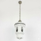 Vintage 1930s Art Deco Milk Glass Skyscraper Pendant Hand Painted Rewired
