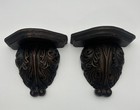Vtg Wood  Hand Carved Corbel  Decorative Wall Bracket Shelf Pair Beautiful Large