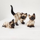 3 Siamese Kitty Cat Figurines Ceramic Collectibles Made In Korea Vintage 