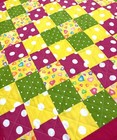 Baby Quilt Handmade Patchwork Crib Blanket 42  X 42  Pink Green Yellow Girls New