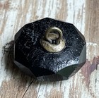 Small Antique Black Glass Button With A Shell In An Octagonal Shape
