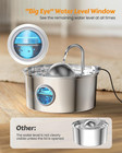Stainless Steel Cat Water Fountain  108oz 3 2l With Water Level Window