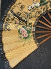 Vintage Hand Painted Oriental Folding Fan - Large Wall Hanging Art Decor 56x32