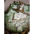 Vintage Souvenir Of Cedar Point Porcelain Trinket Dish Gold Gilt Green Ohio