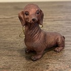 Vintage Dachshund Dark Brown Resin Dog Sitting Christmas Ornament