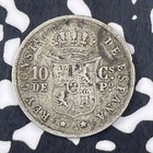 1885 Spanish Philippines 10 Centimos Lot f4717 Silver 