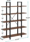 5-tier Bookshelf  Industrial Open Etagere Bookcase W  Metal Frame  Display Shelf