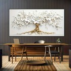 Abstract White Flower Tree Of Life Wall Art Canvas Painting Posters   Prints Art