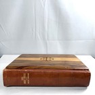 Holy Bible Jerusalem Wooden Cover Cross Illustrated 1975 Hardcover   Great Shape