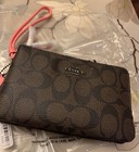 Coach Signature Pvc Double Corner Zip Wristlet  87591 Qbr6k