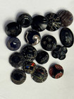 Antique Art Deco french Jet Black Glass Dimitive Button Lot Of 17
