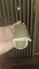 Newvintage Gold Beaded Lipstick Holder Case Satin Lined Mirror 1950s 1060s